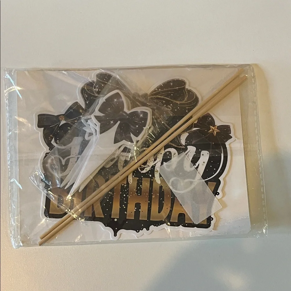 Black and Gold Birthday Cake Topper New